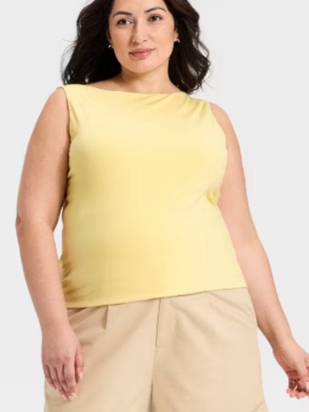 Women's Sculpt Boat Neck Tank Top - A New Day™ Yellow L